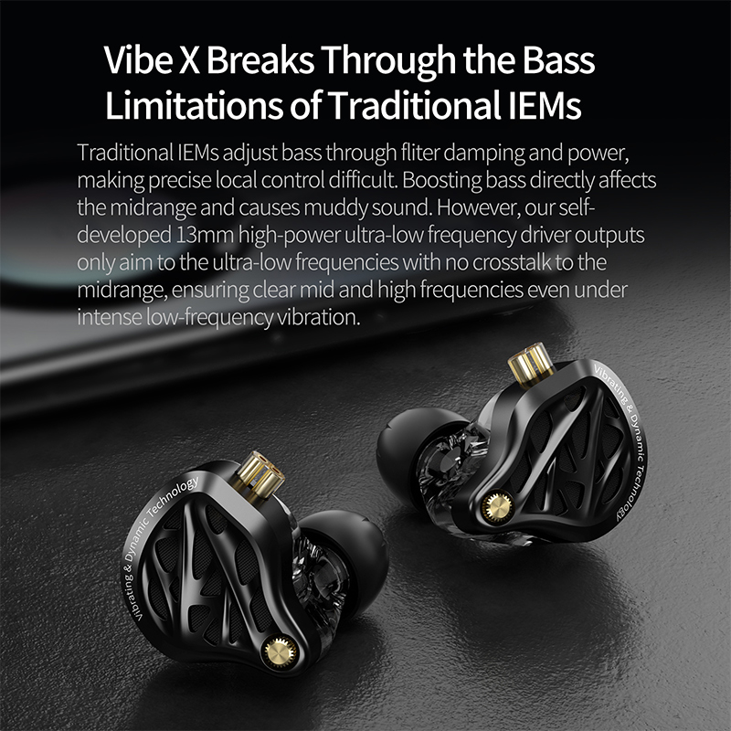 Audio Vibes Music - KZ Vibe-X Kopfhörer mit niedriger Frequenzvibration,
